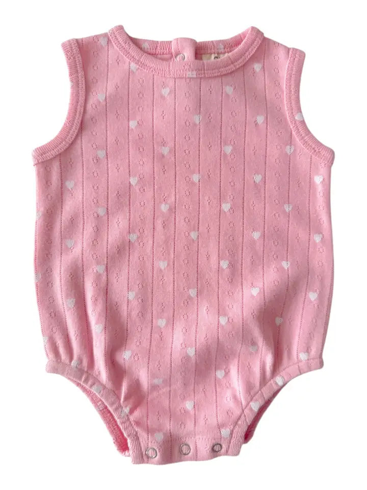Infant Girls Heart Organic Pointelle Bubble Bodysuit