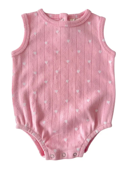 Infant Girls Heart Organic Pointelle Bubble Bodysuit