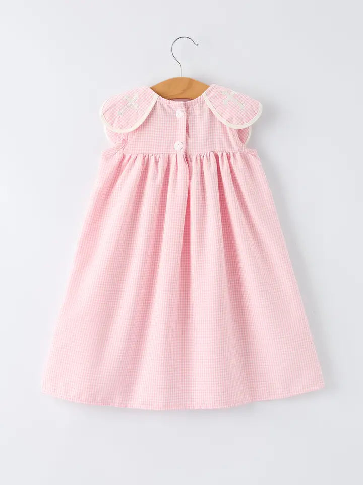 Toddler Girls Pink Cross Sleeveless Church Dress