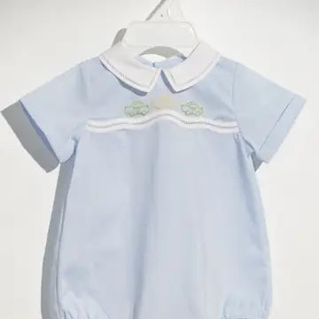 Infant Boy Bubble Romper with Embroidered Car