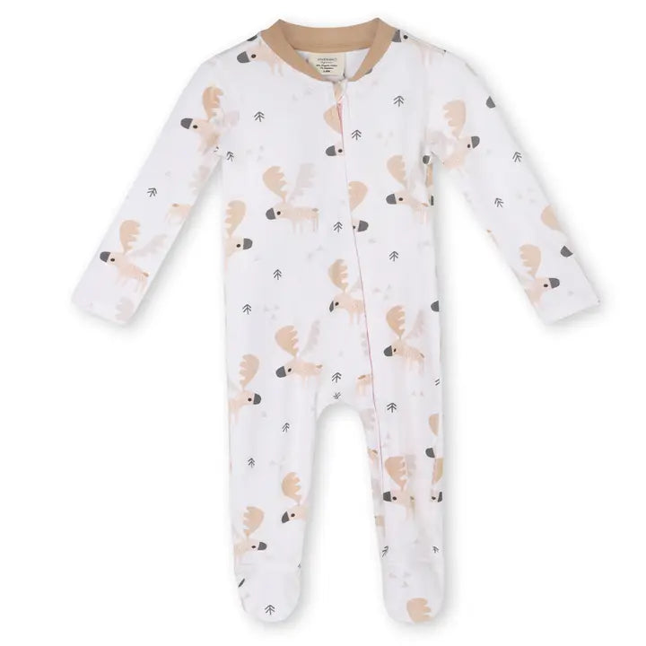 Baby Boys Moose Zipper Footie Jumpsuit