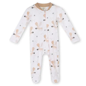 Baby Boys Moose Zipper Footie Jumpsuit