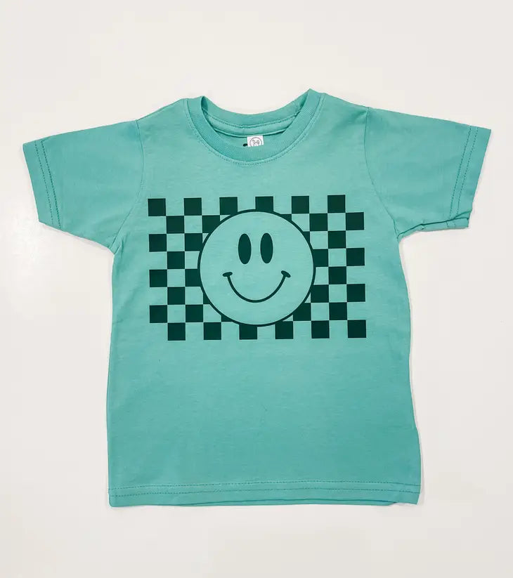 Checkerboard Smiley Face Toddler Boys T-Shirt