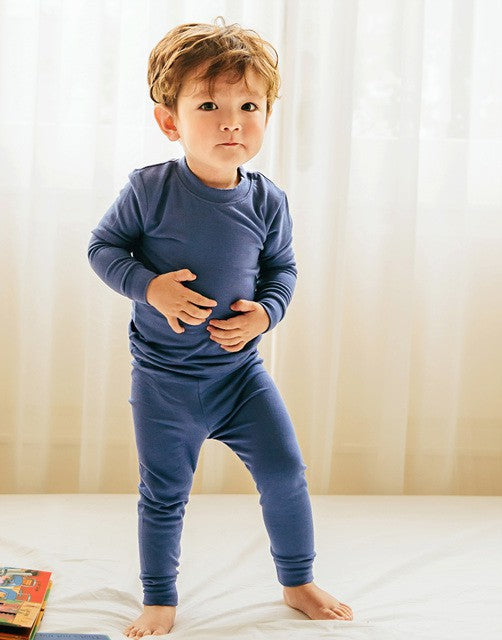 Modal Dark Blue Long Sleeve Pajama Set