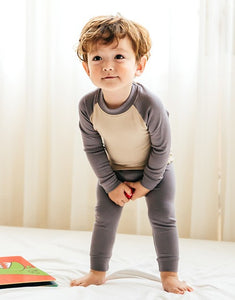 Modal Grey & Beige Long Sleeve PJs