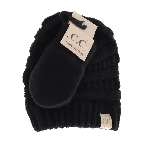 C.C. Solid Ribbed Beanie With Mittens (Baby)