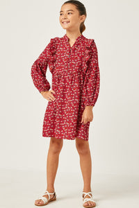 Ditsy Floral Ruffled Buttoned Collar Dress