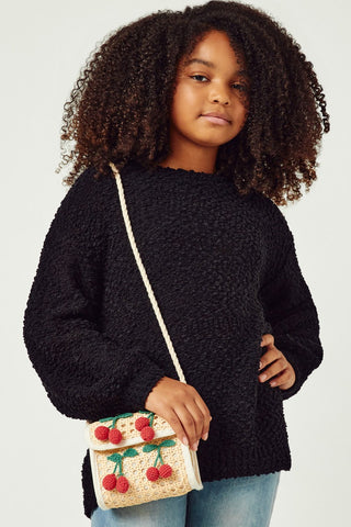 Girls Popcorn Knit Pullover Sweater
