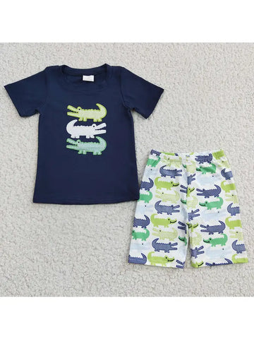 Boys Summer Alligator Top And Shorts Set