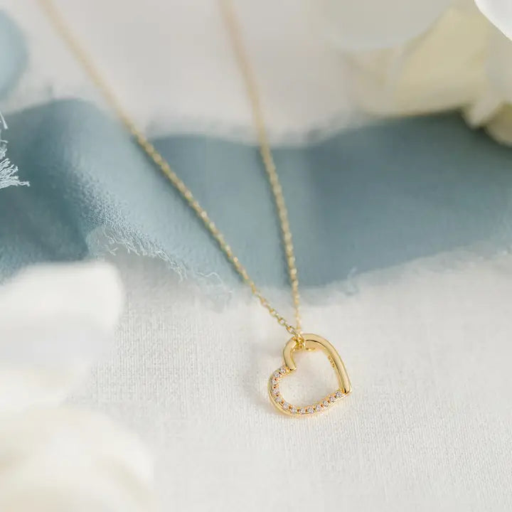 14K Gold-Plated Floating Heart Necklace For Kids