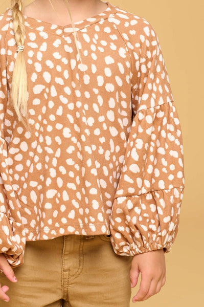 Floral Print Brushed Hacci Blouse