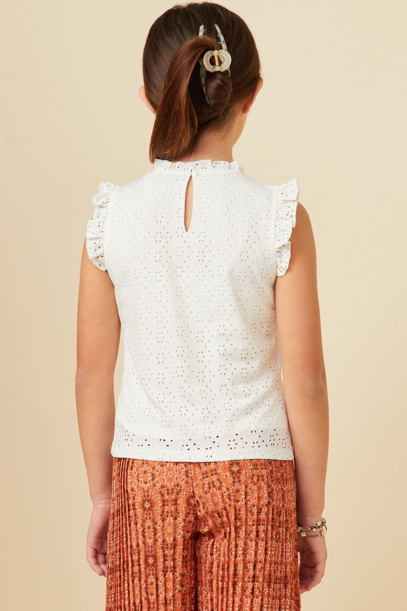 Youth Girls Knit Eyelet Detail Tank