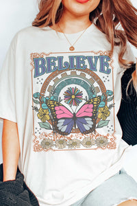 Believe Retro Butterfly Graphic Tee