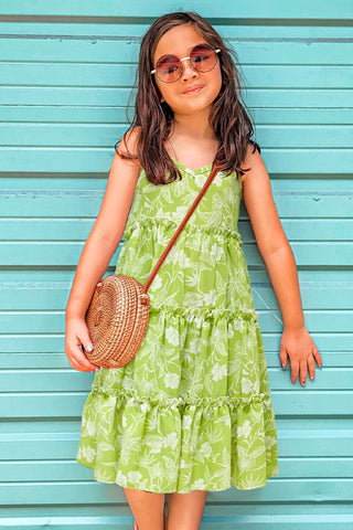 Green Floral Maxi Dress With Smocked Back