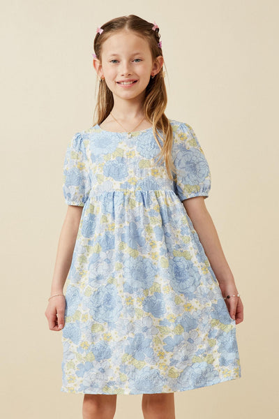 Girls Textured Floral Strappy Back Dress