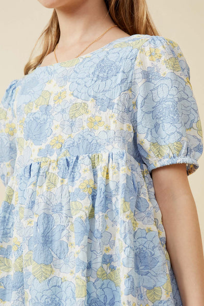 Girls Textured Floral Strappy Back Dress