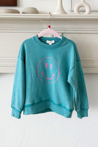 Smiley Face Washed Knit Pullover