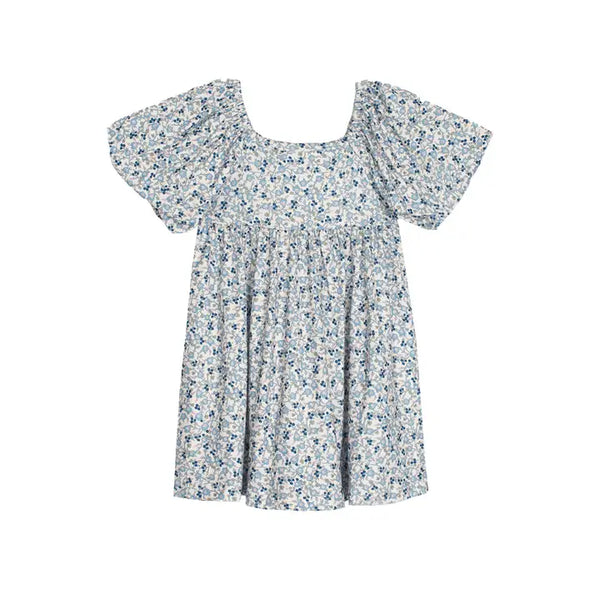 Girls Bubble Sleeve Floral Dress