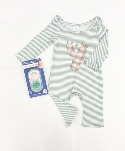Baby Boy Stripe Romper with Deer Print