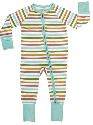 Emerson and Friends Bamboo Spring Stripes Footed Onesie