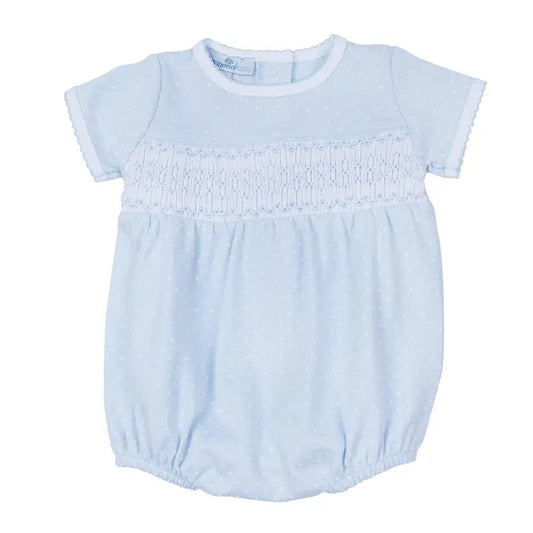 Boy Infant Light Blue Smocked Bubble Romper