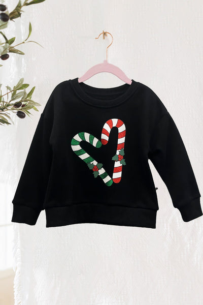 Girls Christmas Candy Cane Sweatshirt