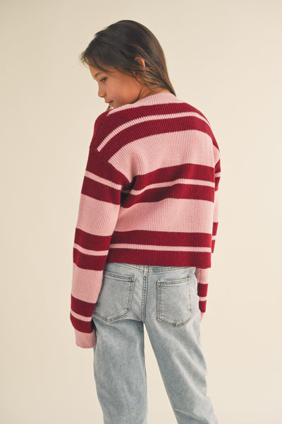 Pink And Red Striped Sweater