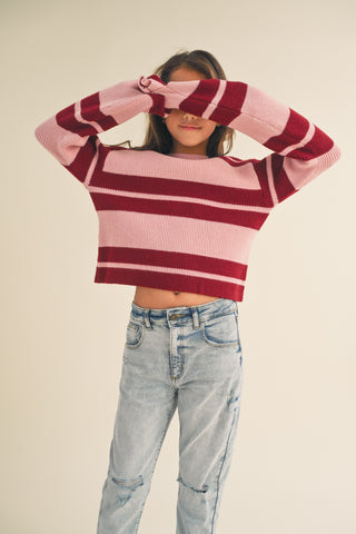 Pink And Red Striped Sweater