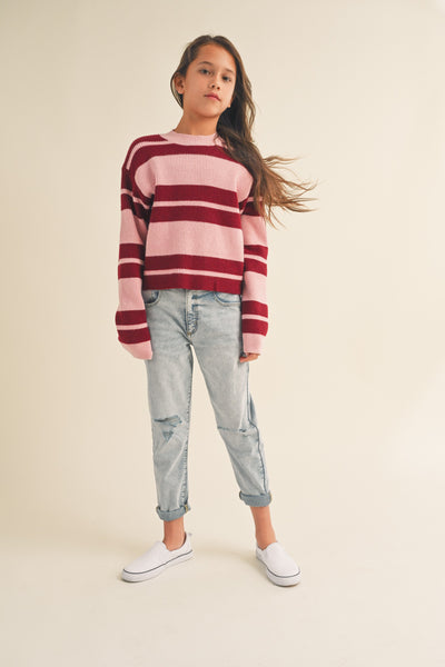 Pink And Red Striped Sweater