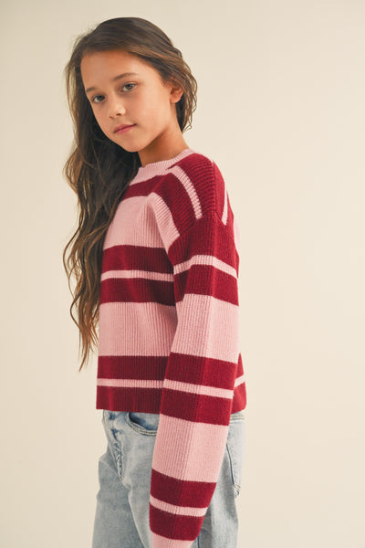 Pink And Red Striped Sweater