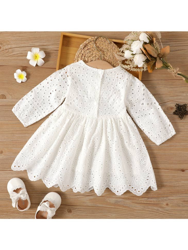 Solid White Long-sleeve Dress