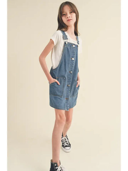 Girls Denim Overall Dress