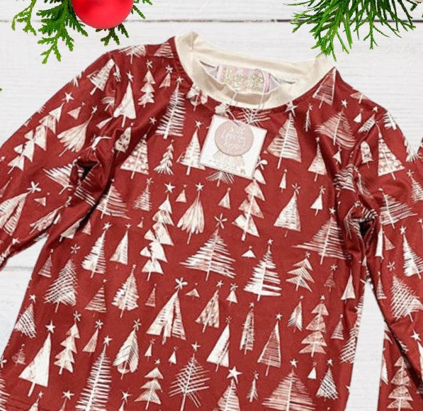 Kids Two Piece Red Tree Pajamas