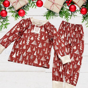 Kids Two Piece Red Tree Pajamas