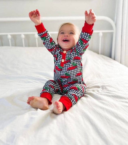 Toddler Black Buffalo Plaid With Red Truck Pajamas'