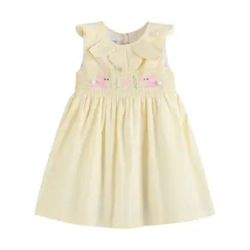 Baby Girl Yellow Petal Collared Smocked Dress