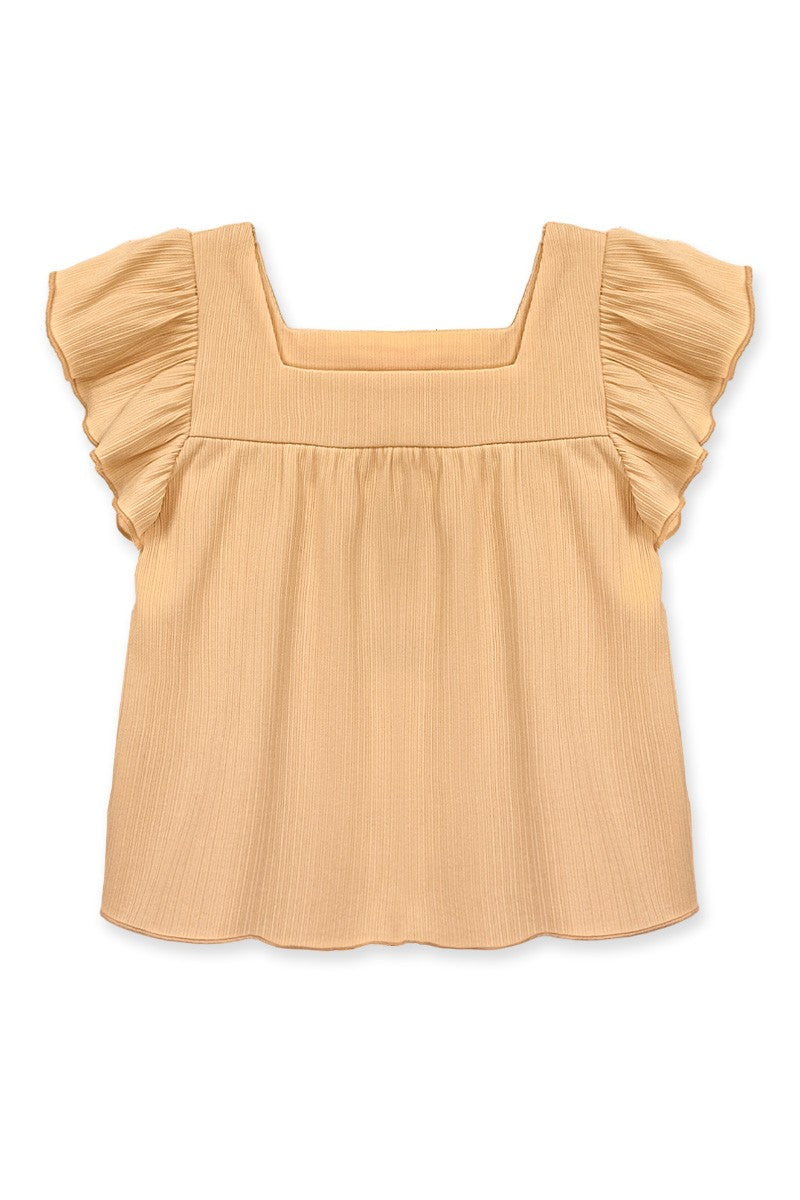 Youth Girl's Square Neck Ruffle Sleeve Top