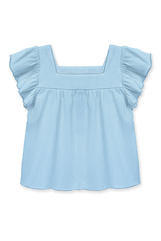 Youth Girl's Square Neck Ruffle Sleeve Top
