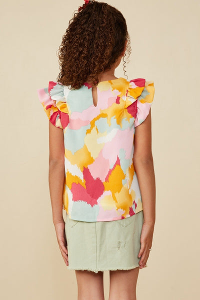 Youth Girls Abstract Ruffle Tank Top