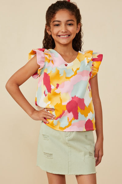 Youth Girls Abstract Ruffle Tank Top
