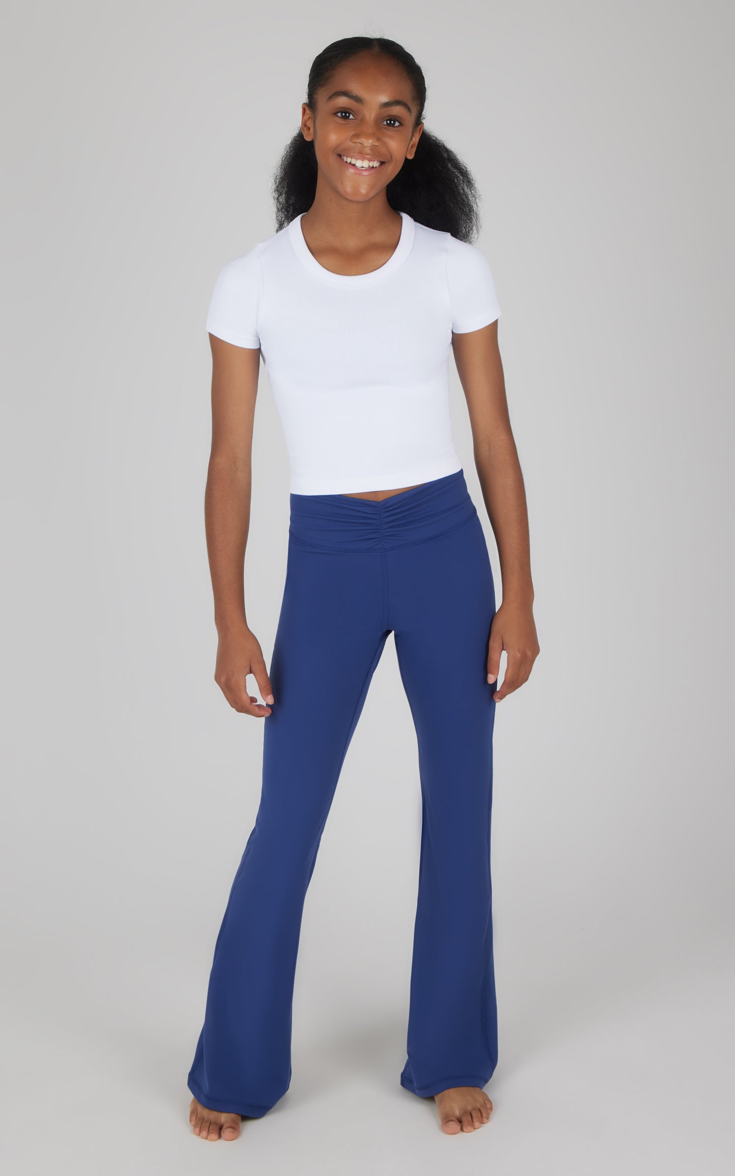 Youth Girls Lux Waist Ruched Flare Leggings