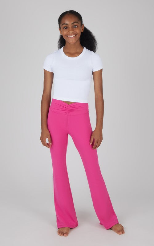 Youth Girls Lux Waist Ruched Flare Leggings