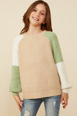 Asymmetric Color Block Pullover Sweater