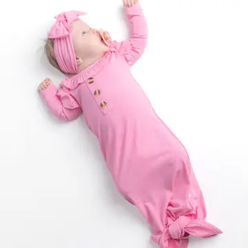 Newborn Knotted Gown and Bow/Hat Set