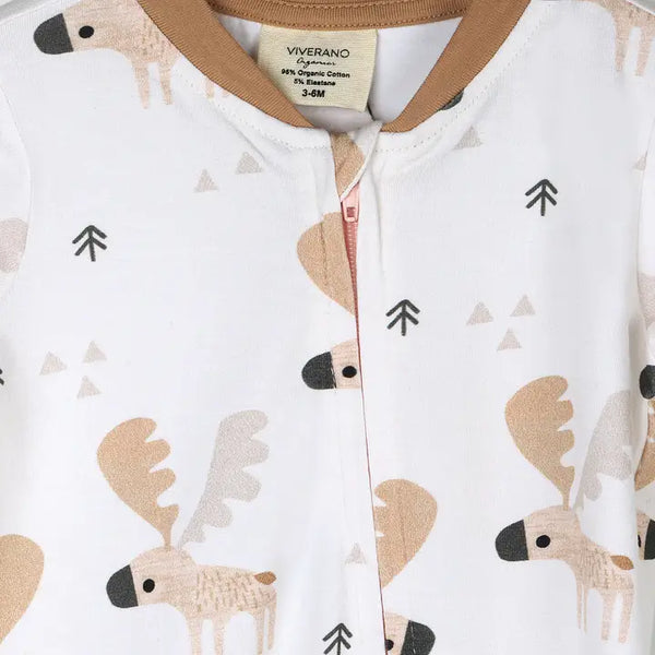 Baby Boys Moose Zipper Footie Jumpsuit
