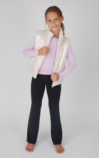 Girls Quilted Vest, Top, and Flare Pant Set