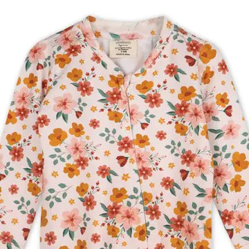 Infant Floral Zipper Footie