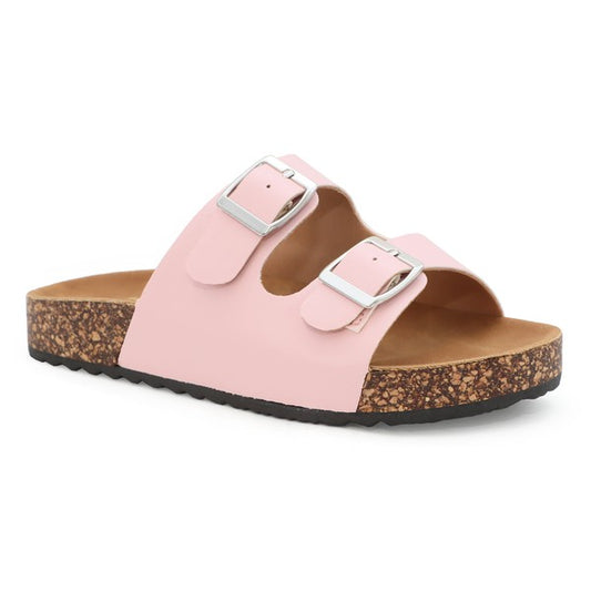 "Gienna" Buckle Strap Slide Sandal