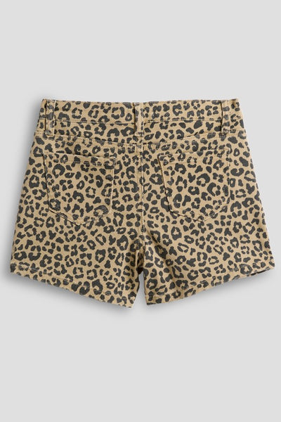 Youth Girls Asymmetrical Leopard Denim Skort