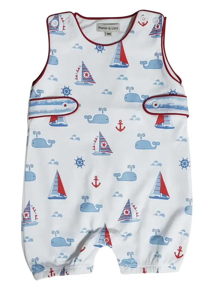 Baby Boys Nantucket Whales And Sailboats Romper